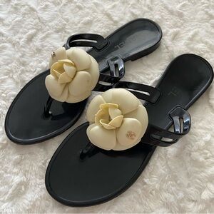Chanel Sandals CC Camellia Flower Rubber Jelly Thong Flip Flop Sandals